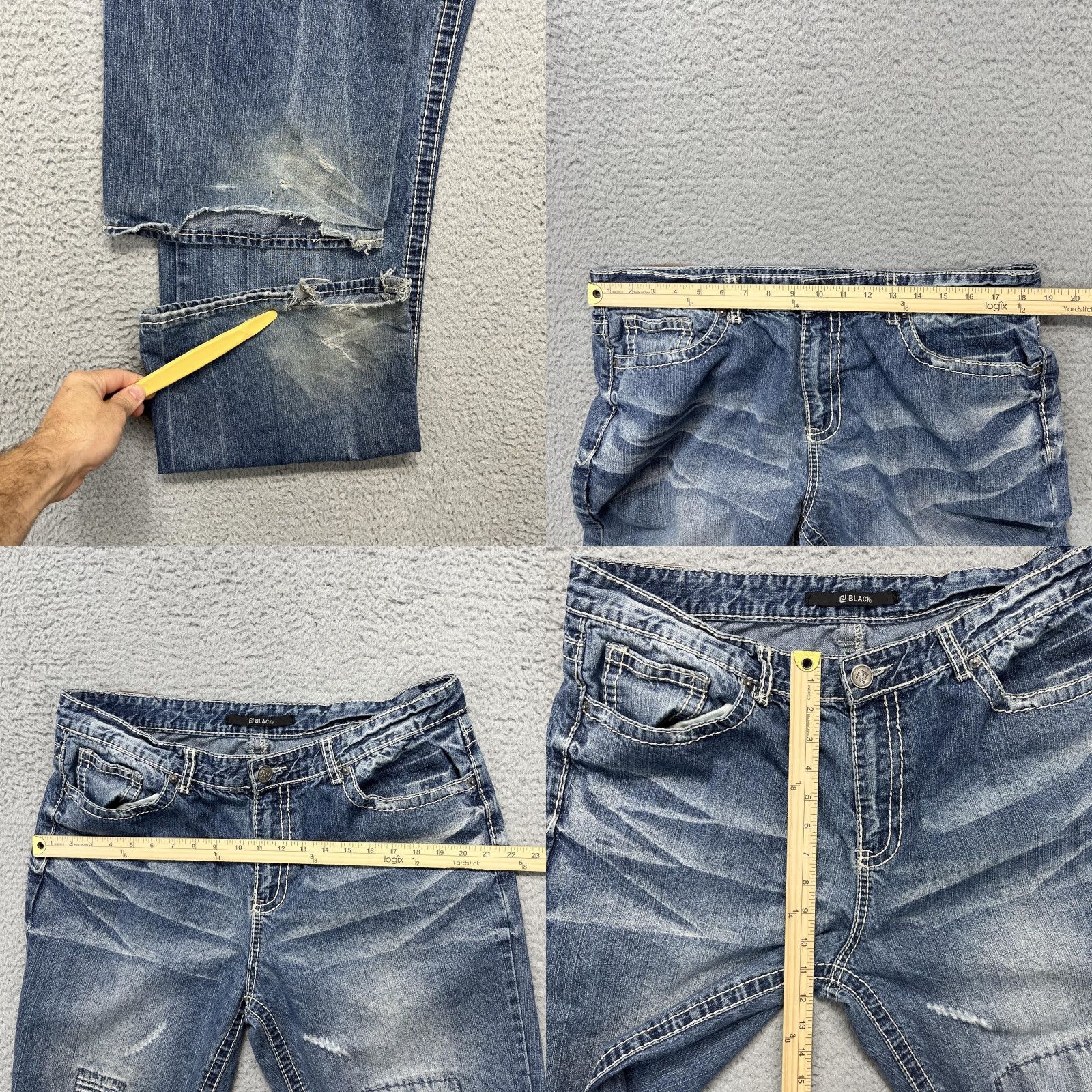 Buckle Black BucklE Black Jeans Mens 36x34 Faded Wash Patchwork Distressed Grunge Straight 5-Pocket Denim Cotton Blue Logo Button Zip Regular Size Type Mens Size US 36 / EU 52 - 9 Thumbnail