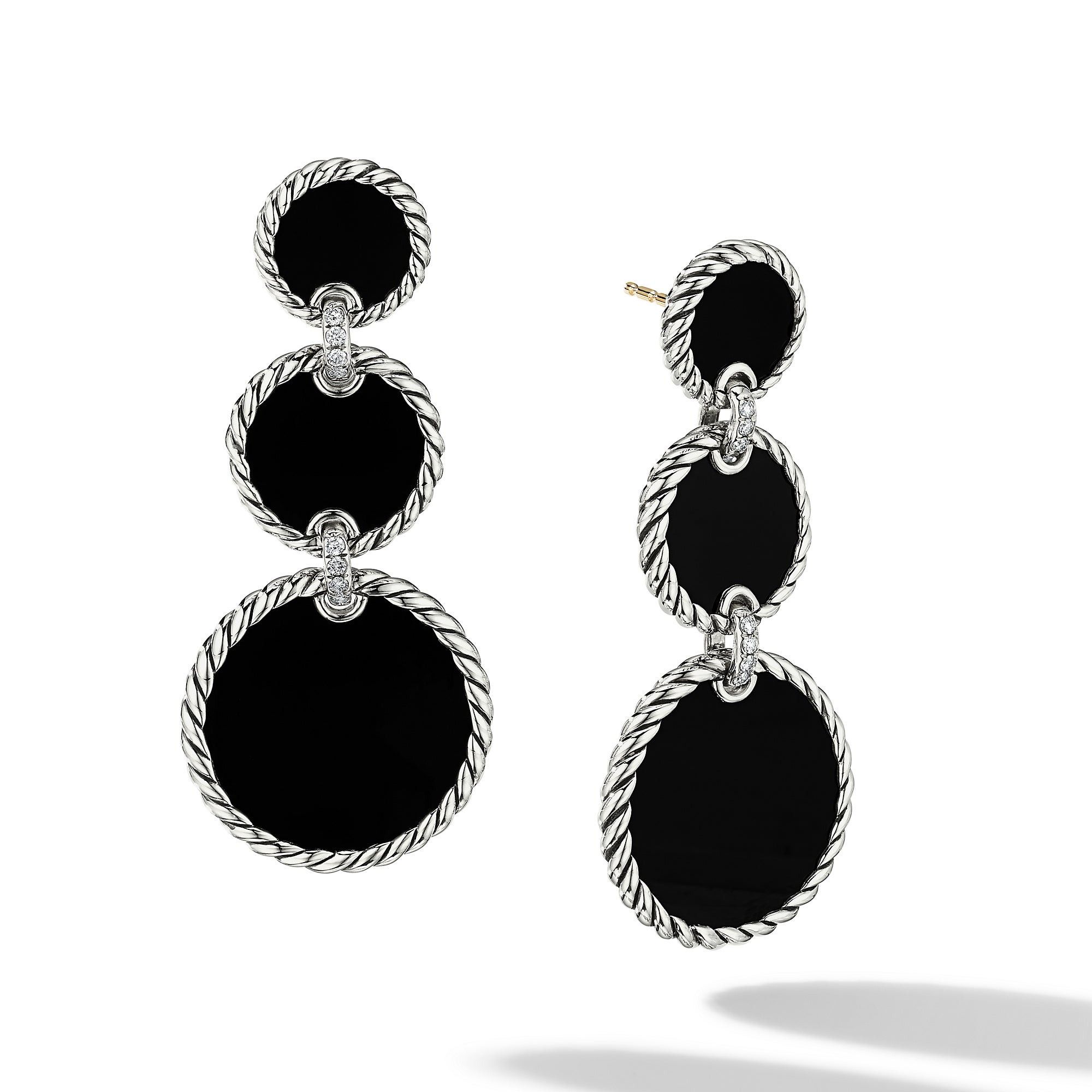 David Yurman o1w1db10525 E17018D Earrings in Silver with Onyx and Diamond Size ONE SIZE - 1 Thumbnail