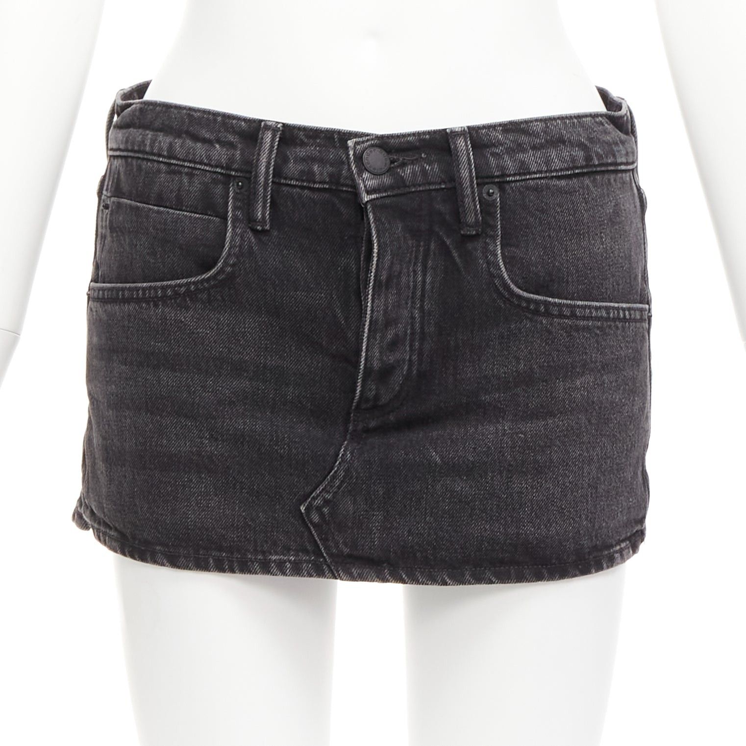 Alexander Wang ALEXANDER WANG black washed front skirt back shorts mini skorts 24" Size 26" / US 2 / IT 38 - 1 Thumbnail