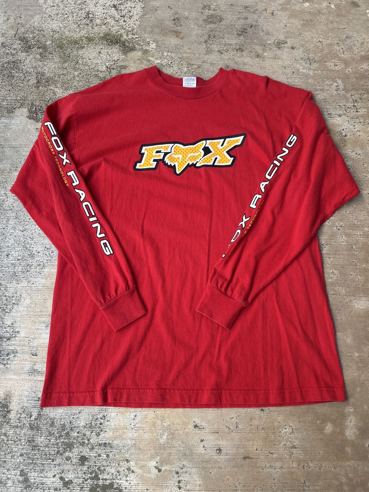 Fox Racing × Vintage Vintage 90s Surfwear Dirtbiking Fox Red Longsleeve T-Shirt Size US XL / EU 56 / 4 - 1 Thumbnail