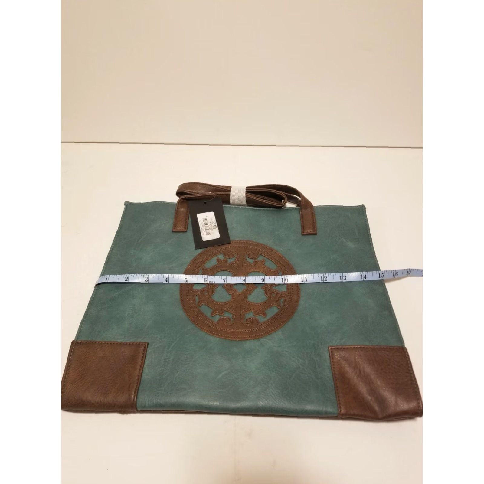 Vintage Mimi & Jules Teal Shoulder Bag with Brown Medallion - Medium Faux Leather Women's Purse NWT Size ONE SIZE - 3 Thumbnail