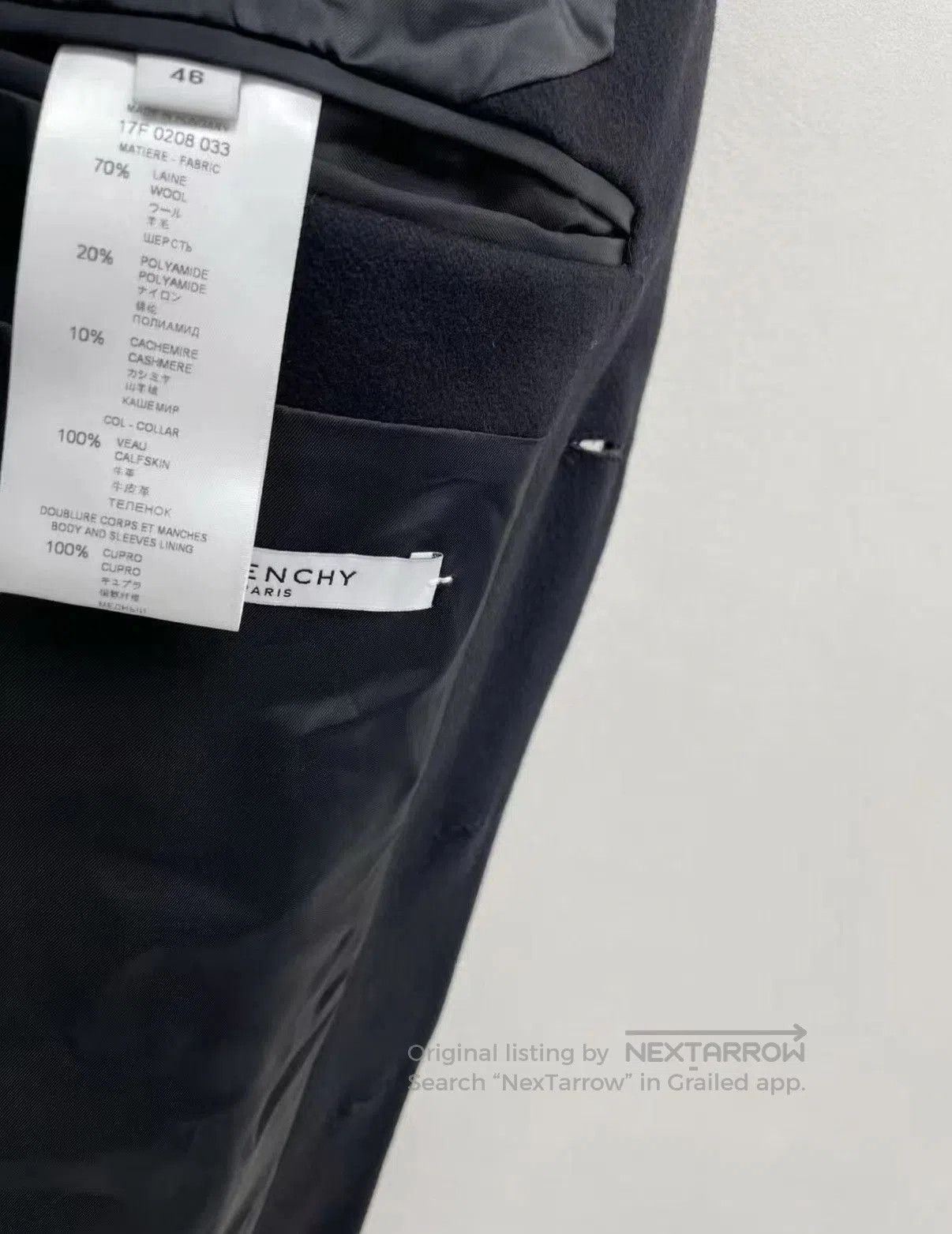 Givenchy Black Long Coat with Studded Collar Size S. Size US S / EU 44-46 / 1 - 8 Thumbnail