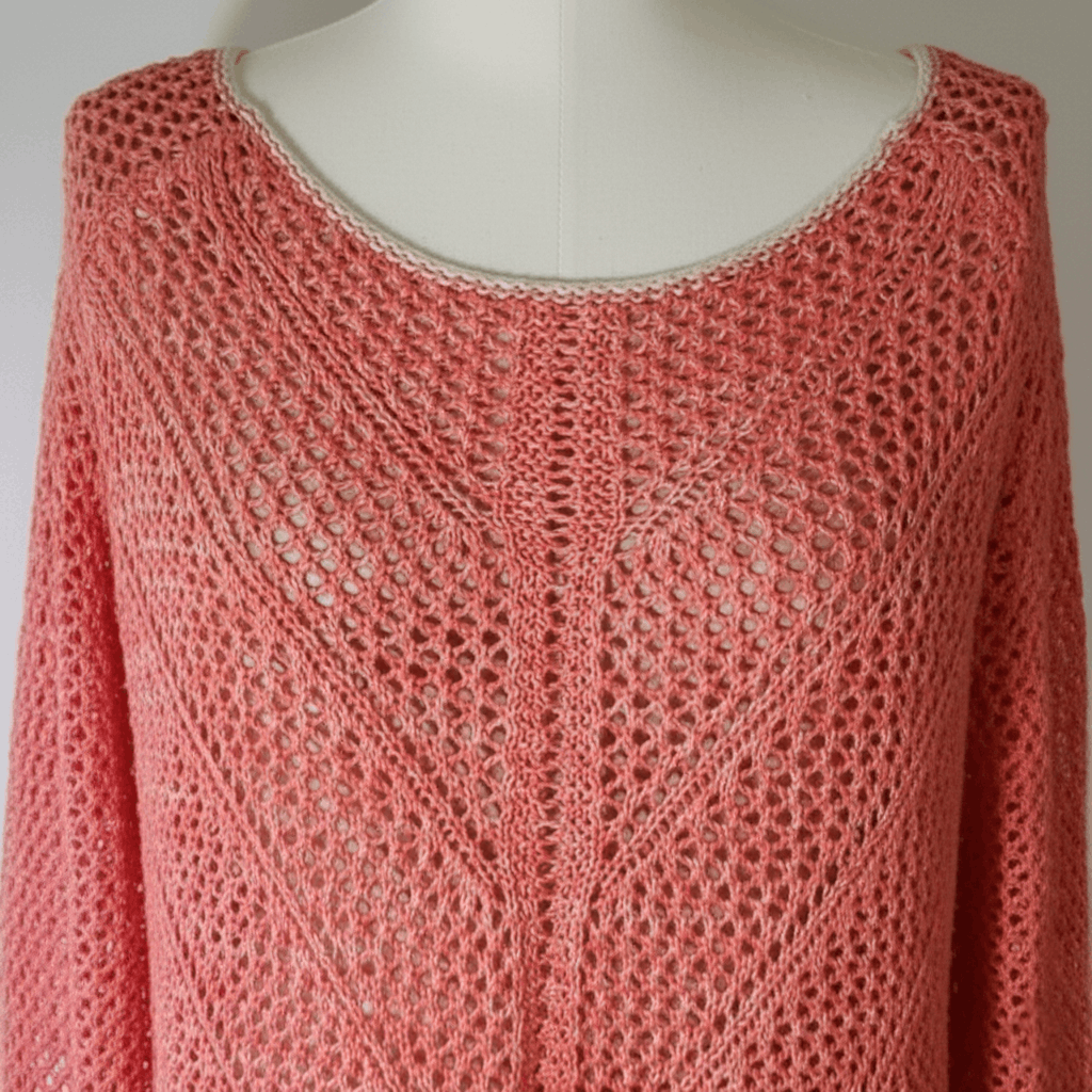 Other JohnPaulRichard Size L Sweater Crochet Pink Coral Loose knit Size L / US 10 / IT 46 - 5 Thumbnail