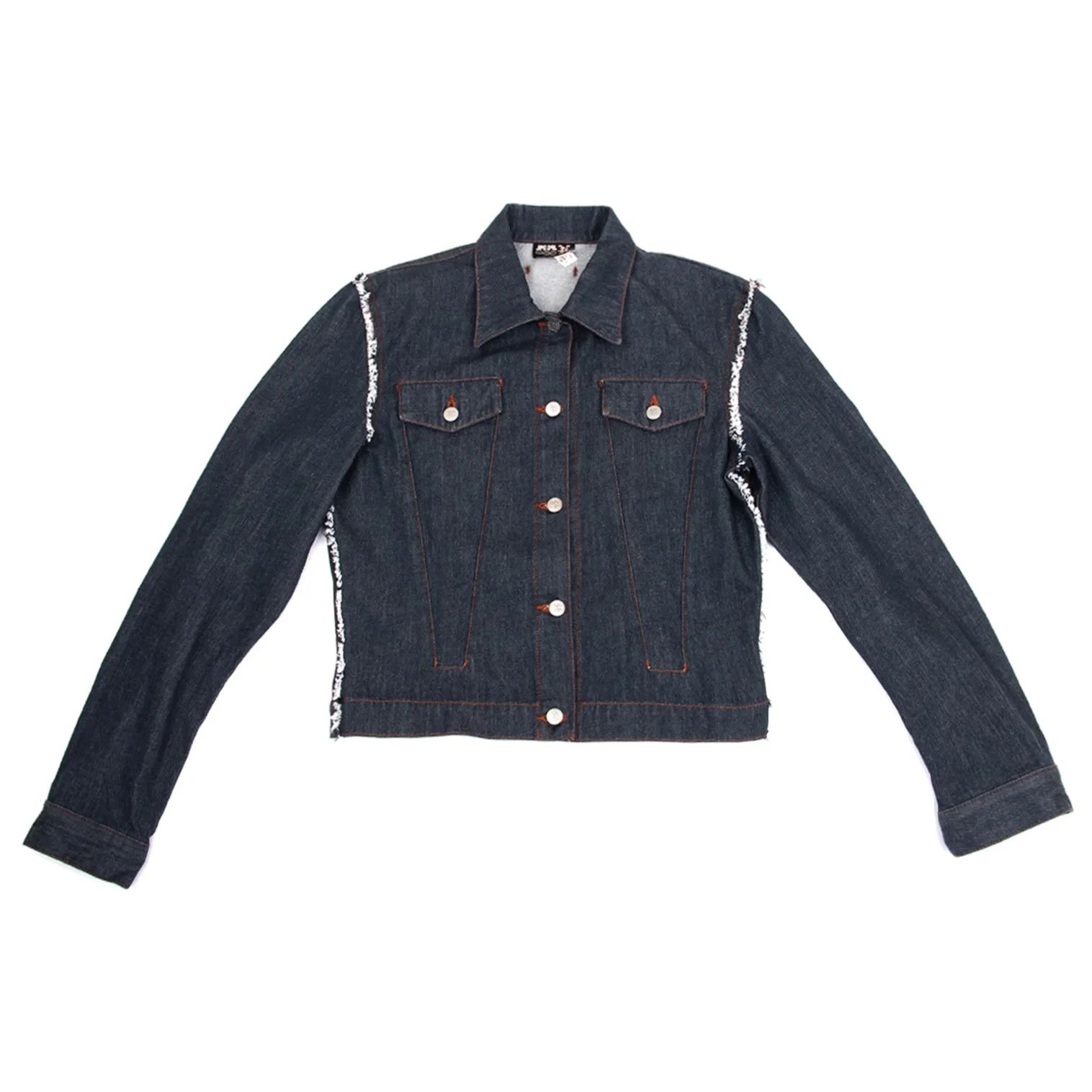 Jean Paul Gaultier Frayed Denim Trucker Jacket in Indigo 50 Size US M / EU 48-50 / 2 - 1 Thumbnail