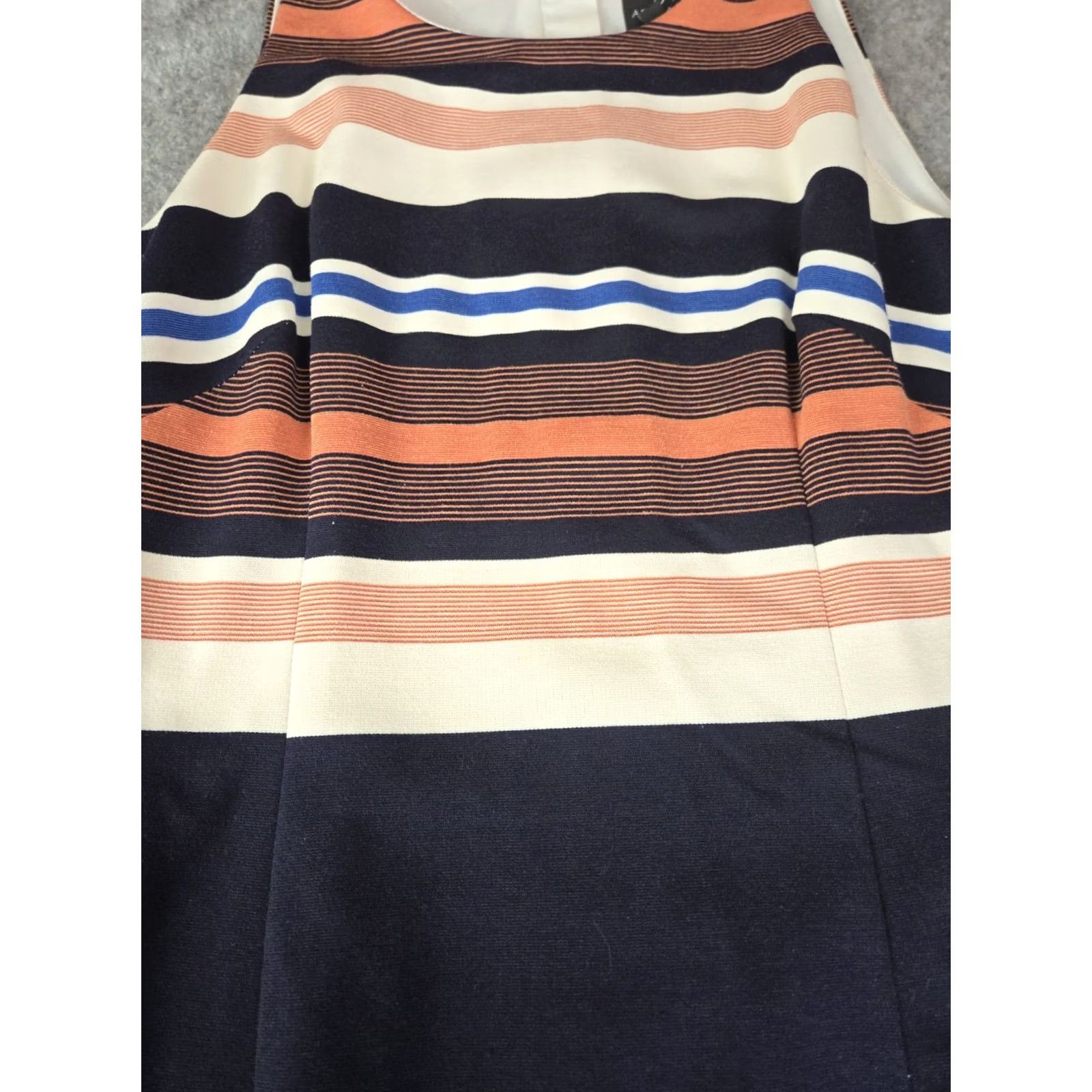 Adrianna Papell Adrianna Papell Womens Dress Shirt Dress Regular Size 6 Multicolor Striped Crew Neck Short Sleeve Knee Length Lightweight Knit Cotton White Womens Size M / US 6-8 / IT 42-44 - 3 Thumbnail