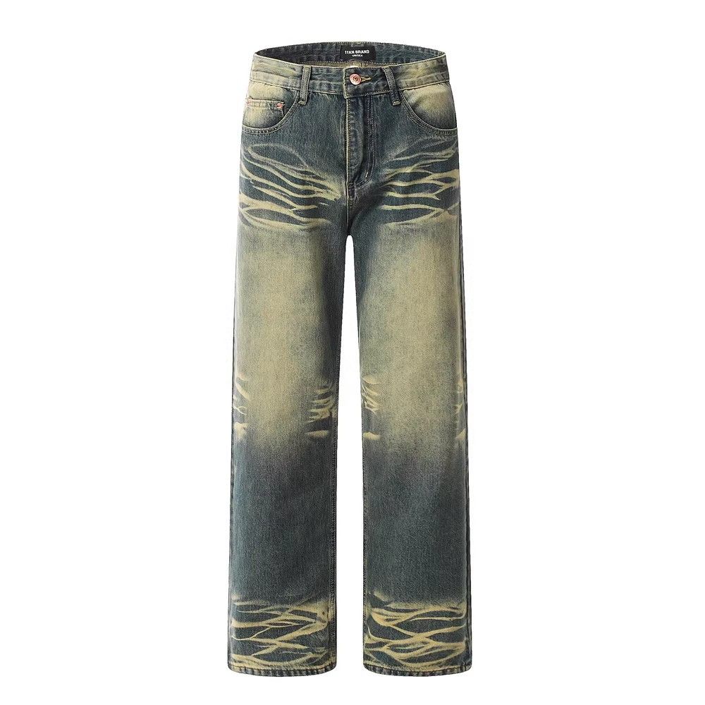Japanese Brand × Jean Men's trendy punk contrast color washed distressed jeans Size US 32 / EU 48 - 1 Thumbnail