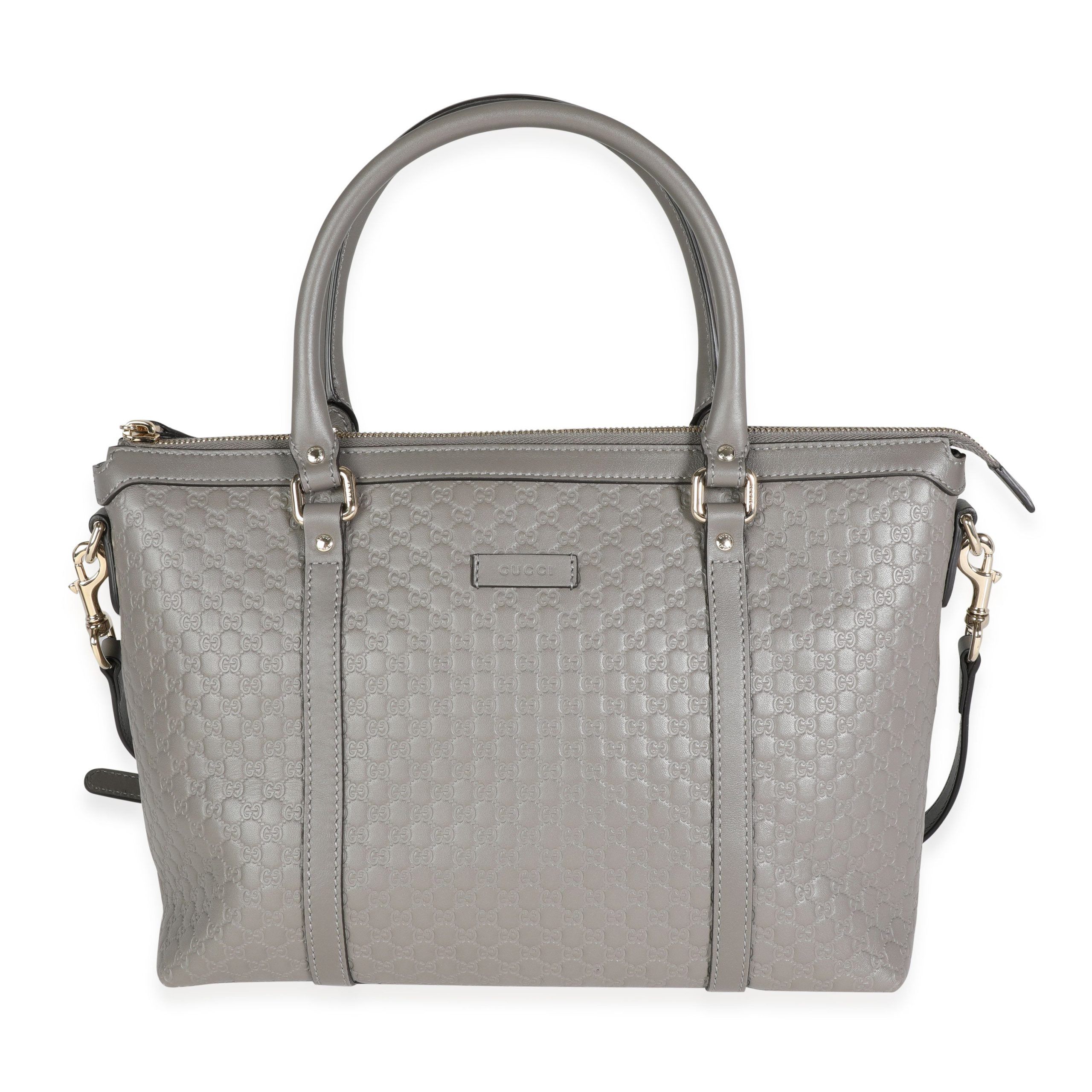Gucci Gray Leather Microguccissima GG Convertible Satchel