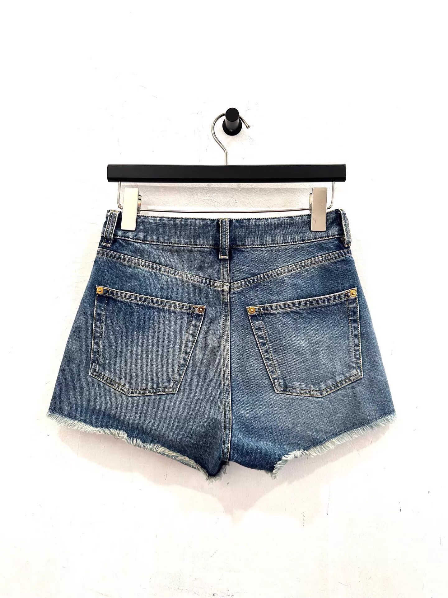 Louis Vuitton LV Women's Blue Denim Shorts Monogram Brown Tag 32 Size 24" / US 00 / IT 34 - 3 Thumbnail
