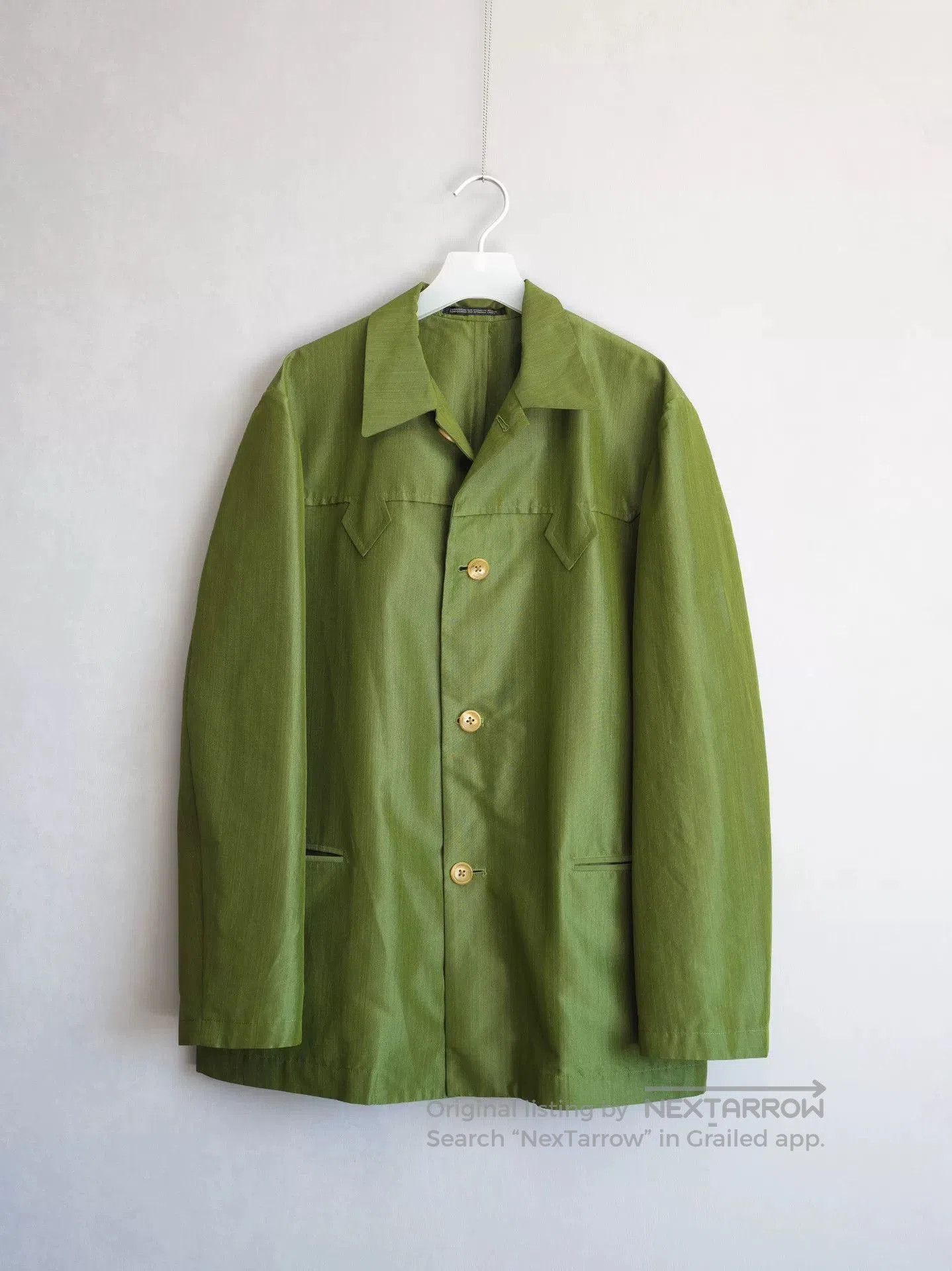 Yohji Yamamoto olive green silk blend jacket. Size M / US 6-8 / IT 42-44 - 1 Thumbnail