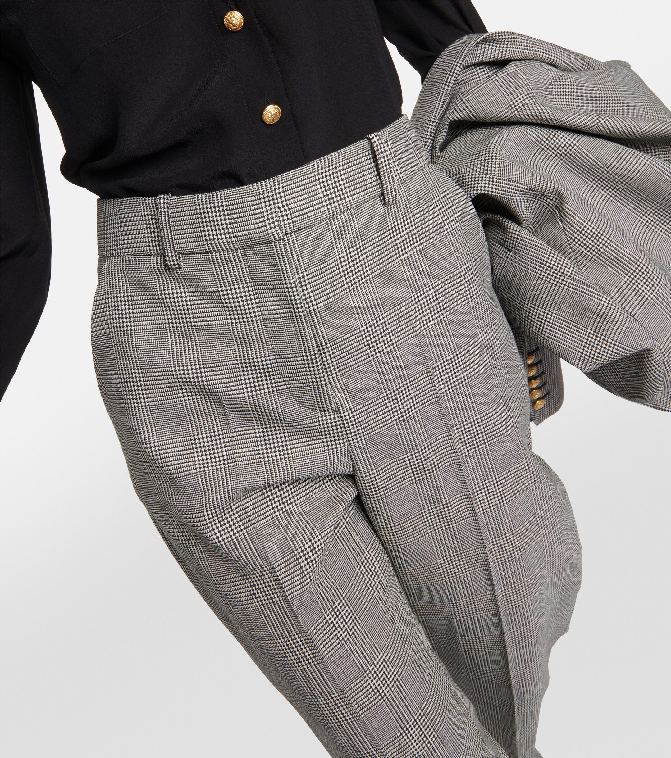 Balmain o1y0625 Checked Casual Pant in White/Gray Size 28" / US 6 / IT 42 - 2 Thumbnail