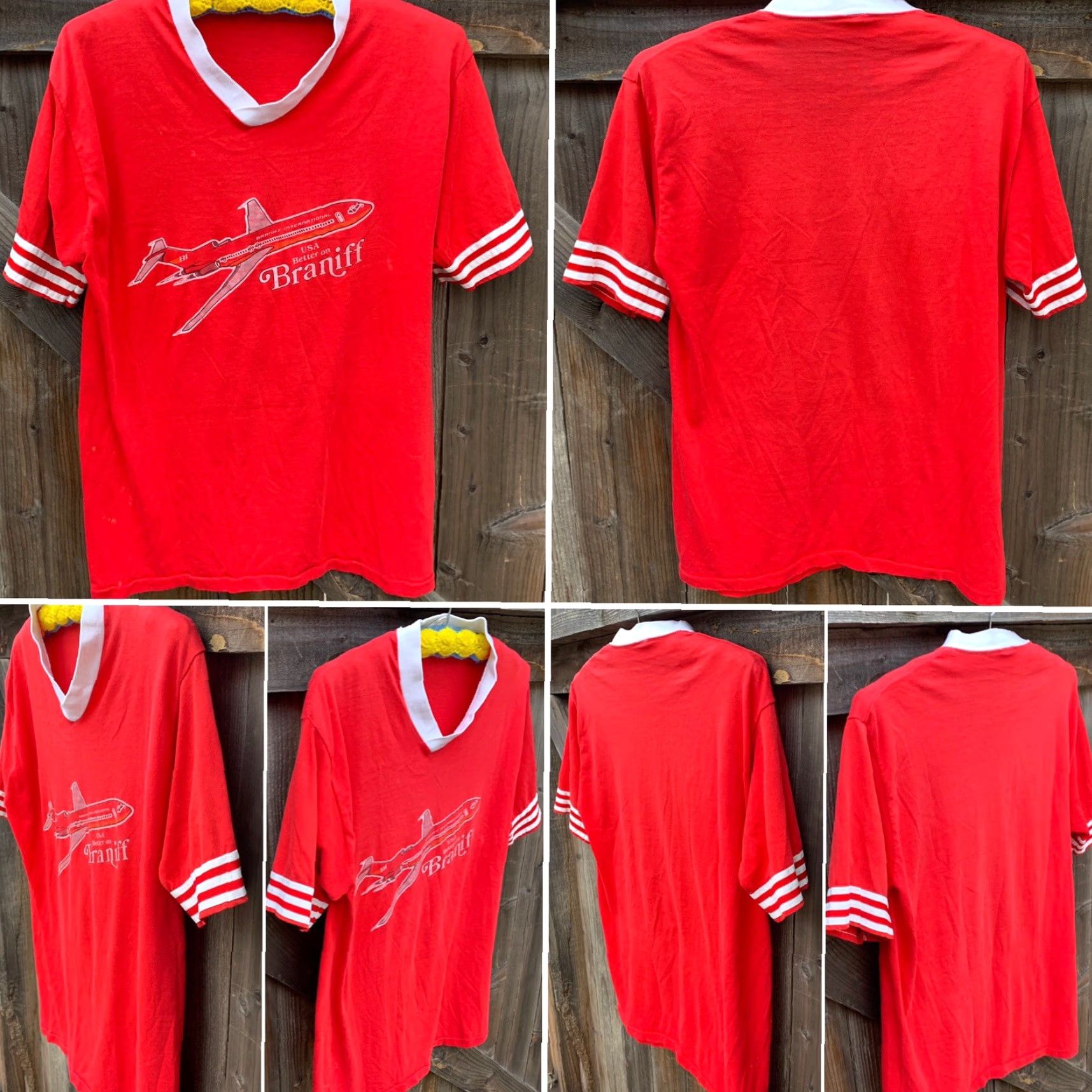 Vintage VINTAGE Braniff International USA Better on Braniff T-Shirt 1970s L Red Men Graphic Tee Shoes? Size US L / EU 52-54 / 3 - 3 Thumbnail
