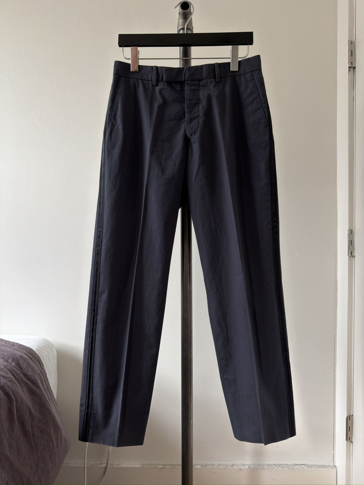 Helmut Lang ‘90s Navy Tuxedo Trousers Size US 32 / EU 48 - 1 Thumbnail