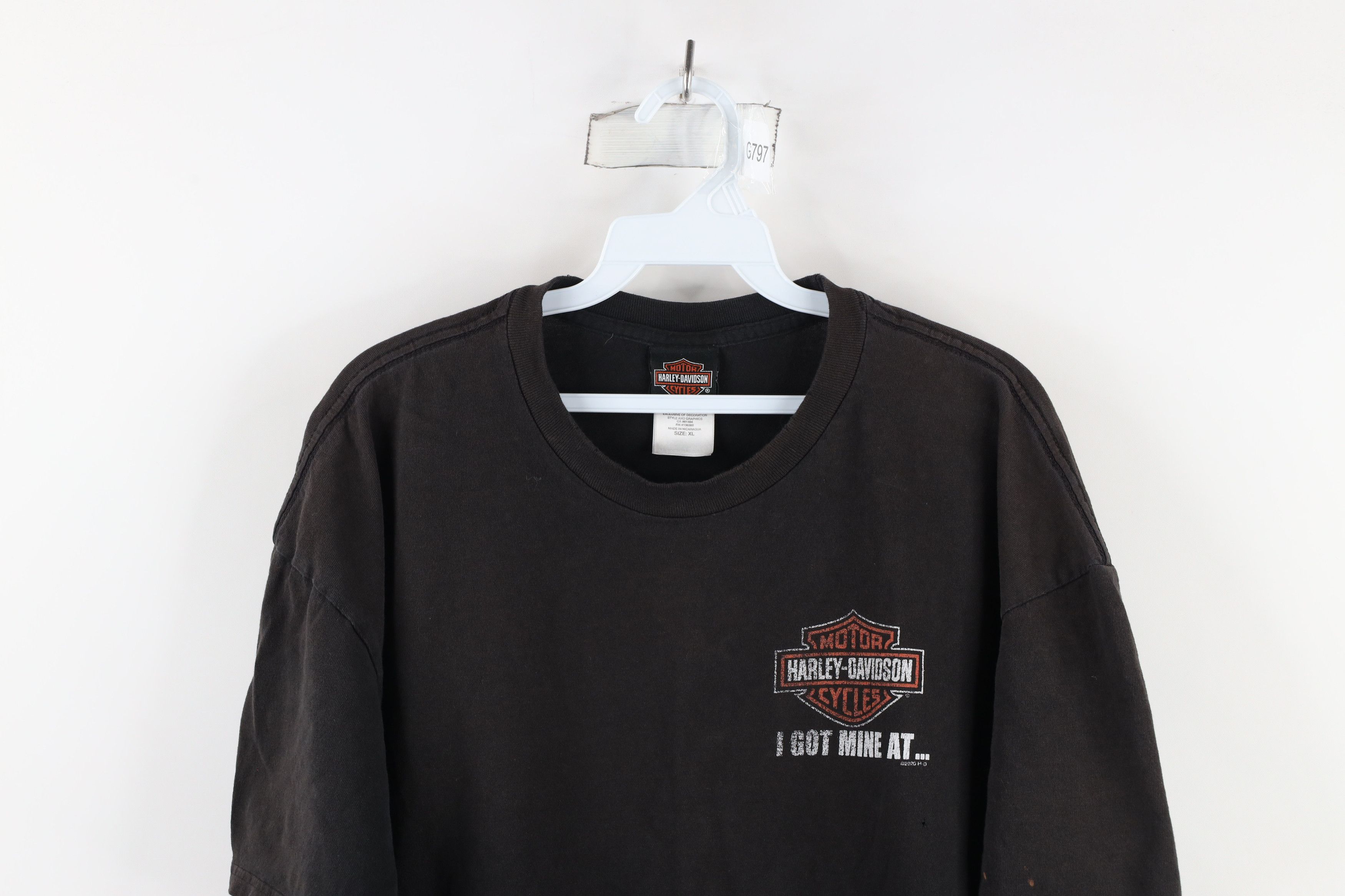 Harley Davidson × Vintage Harley Davidson Out Big Logo Wings T-Shirt Black Cotton Size US XL / EU 56 / 4 - 2 Thumbnail