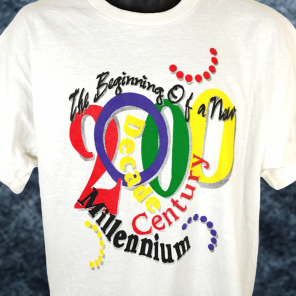 Fruit Of The Loom VINTAGE Fruit of the Loom T-Shirt Mens Large White Y2K New Century Decade 2000 Millennium Shirt Genders Mens Size US L / EU 52-54 / 3 - 1 Thumbnail
