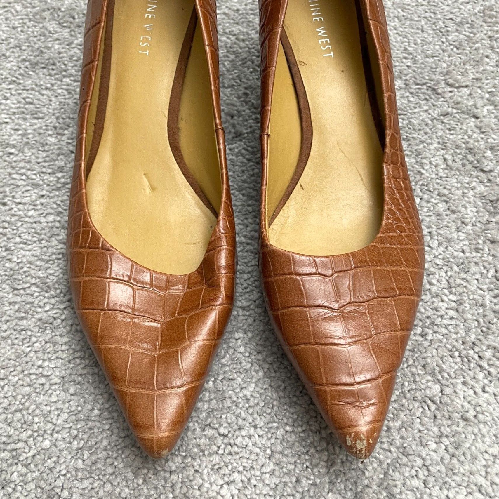 Nine West Nine West Pointed Toe Pump Heels Womens 8M Brown Crocodile Workwear Business Dress Shoes Size US 8 / IT 38 - 5 Thumbnail