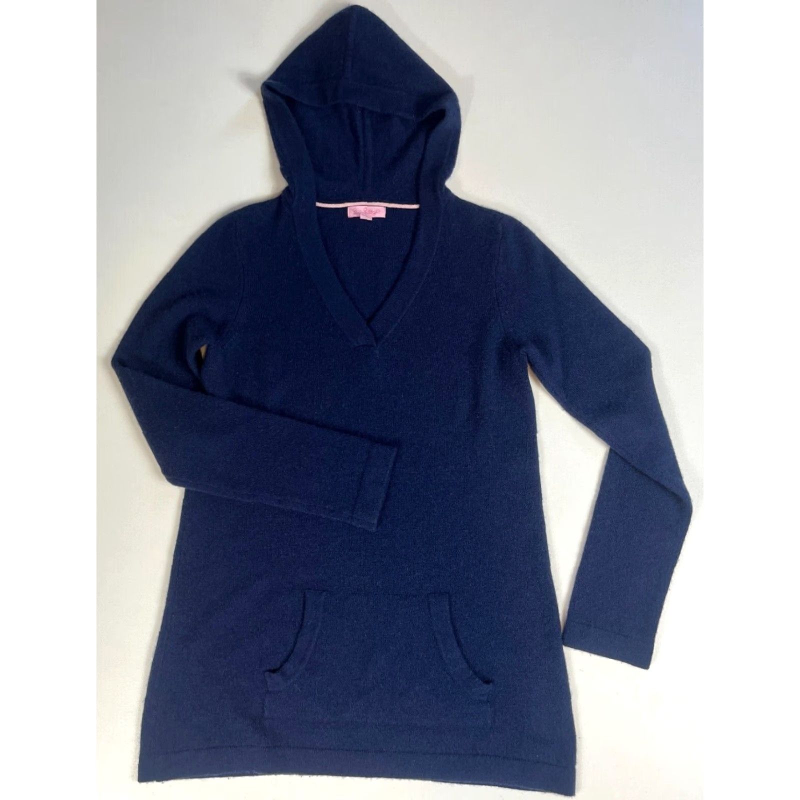 Lilly Pulitzer VINTAGE Lilly Pulitzer Women's Sweater Hooded Pullover Cashmere Navy S Shirt Mens Womens Boys Girls Size S / US 4 / IT 40 - 4 Thumbnail