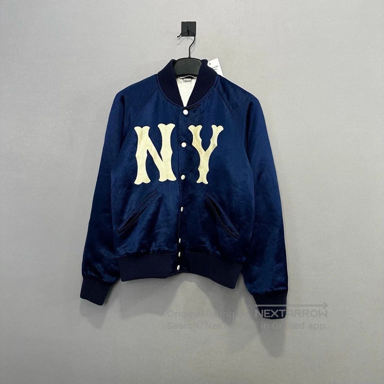 gucci blue silk baseball jacket for men.