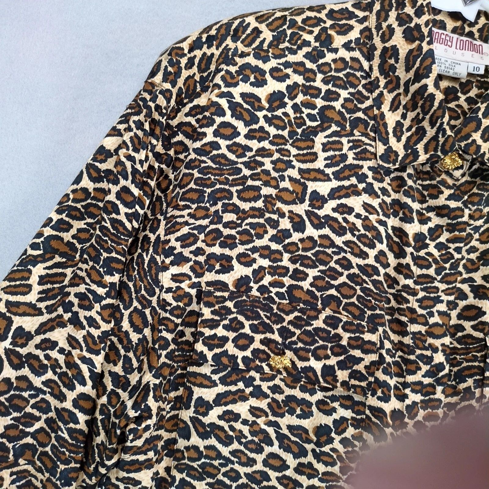 MAGGY LONDON Maggy London 100% Silk Leopard Print Blouse Top Women's 10 Size L / US 10 / IT 46 - 10 Thumbnail