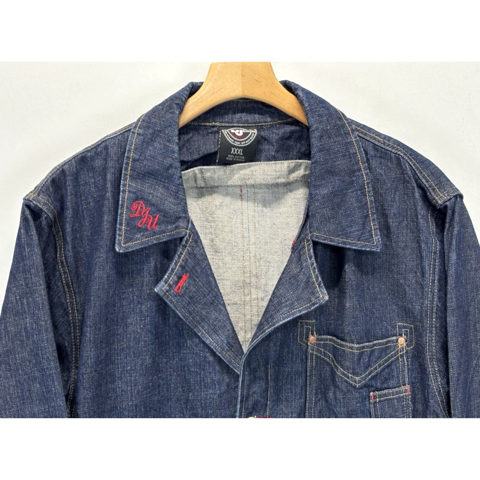 Denime VINTAGE Def Jam Denim Jacket Men 3XL XXXL Dark Wash Jean Coat Streetwear Y2K Vintage Casual Mens - Blue Size US 39 - 2 Thumbnail
