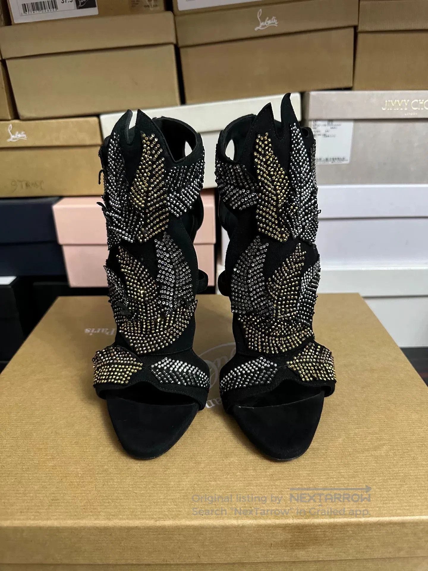 Giuseppe Zanotti Giuseppe Zanotti Crystal Leaf Heels. Size US 7 / IT 37 - 1 Thumbnail