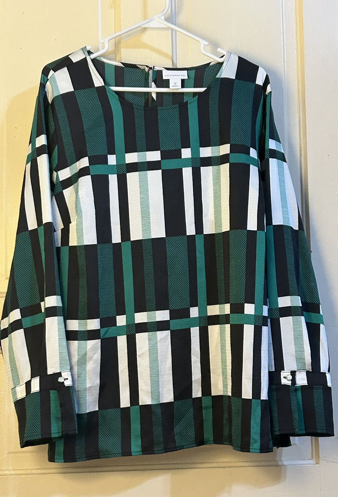 Liz Claiborne Liz Claiborne Bold Geometric Blouse Emerald & Black Size XL / US 12-14 / IT 48-50 - 1 Thumbnail