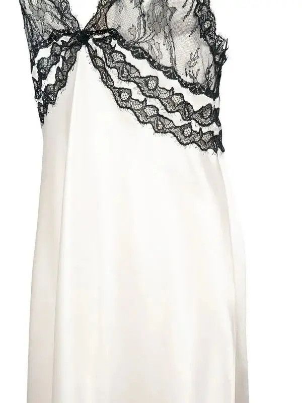 Saint Laurent Paris o1b1hav111124 Midi Lingerie Dress in Lace in White & Black Size M / US 6-8 / IT 42-44 - 4 Thumbnail
