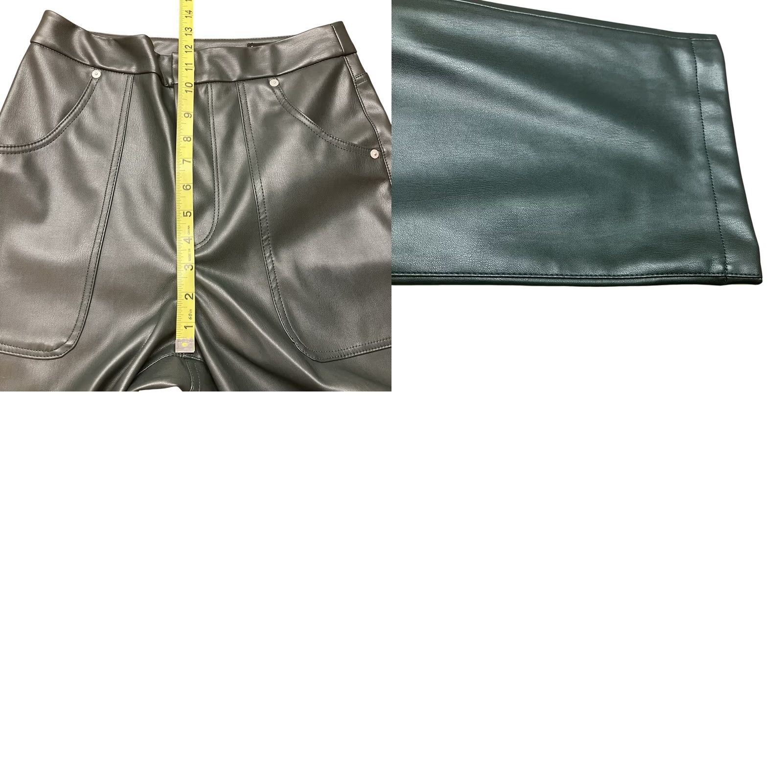Vintage VINTAGE BLANK NYC Baxter Pants High Rise Green Faux Leather Wide Leg Pants 27 Women Size 27" / US 4 / IT 40 - 9 Thumbnail