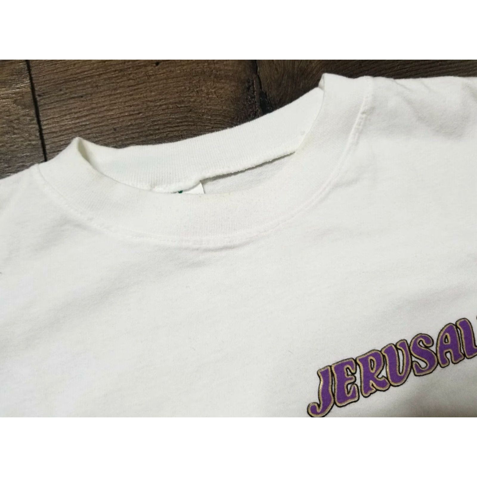 Vintage VINTAGE Mens XL Rooster Jerusalem Saint Peter Holy Land Travel T Shirt Distress Graphic Tee White 1980s Mens XL Size US XL / EU 56 / 4 - 2 Thumbnail