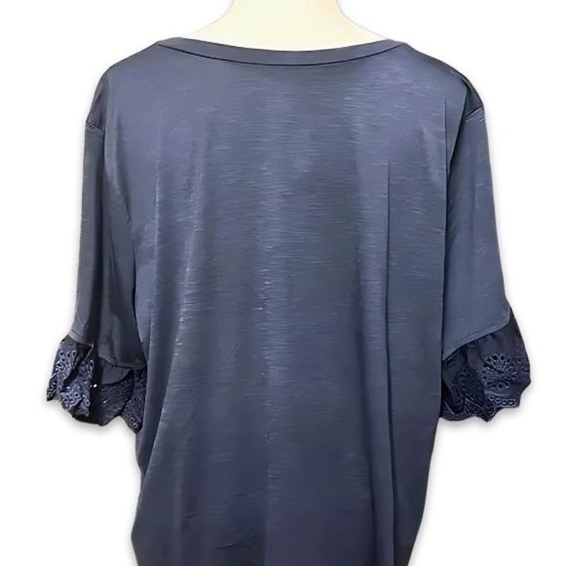 Other NY Collection Blouse Lace Short Sleeves Navy Blue 3X NWT Size 3XL / US 20-22 - 5 Thumbnail