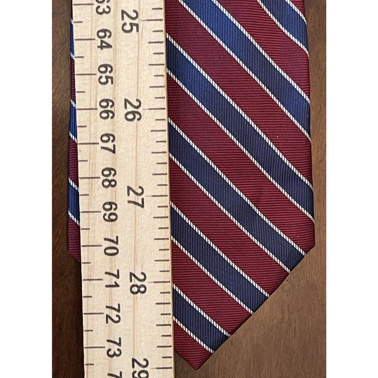 Haggar Haggar Burgundy Blue 100% Silk Men’s Neck Tie Made In China Size ONE SIZE - 5 Thumbnail