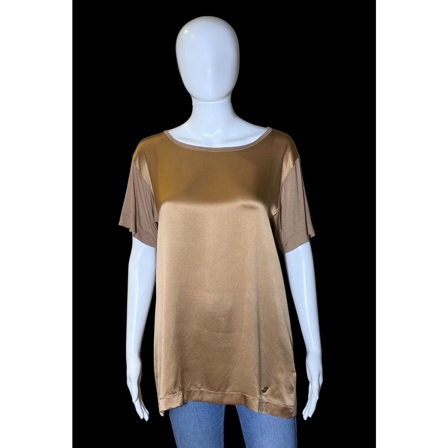 Gucci Vintage Y2K Gucci Gold Brown Bateau Neckline Silk Blouse Size S / US 4 / IT 40 - 1 Thumbnail