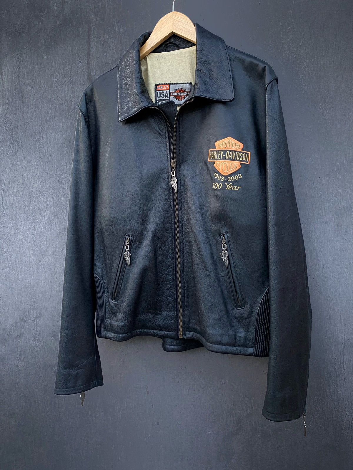 Harley Davidson × Vintage Harley Davidson Vintage leather jacket size L/XL Size US XL / EU 56 / 4 - 1 Thumbnail