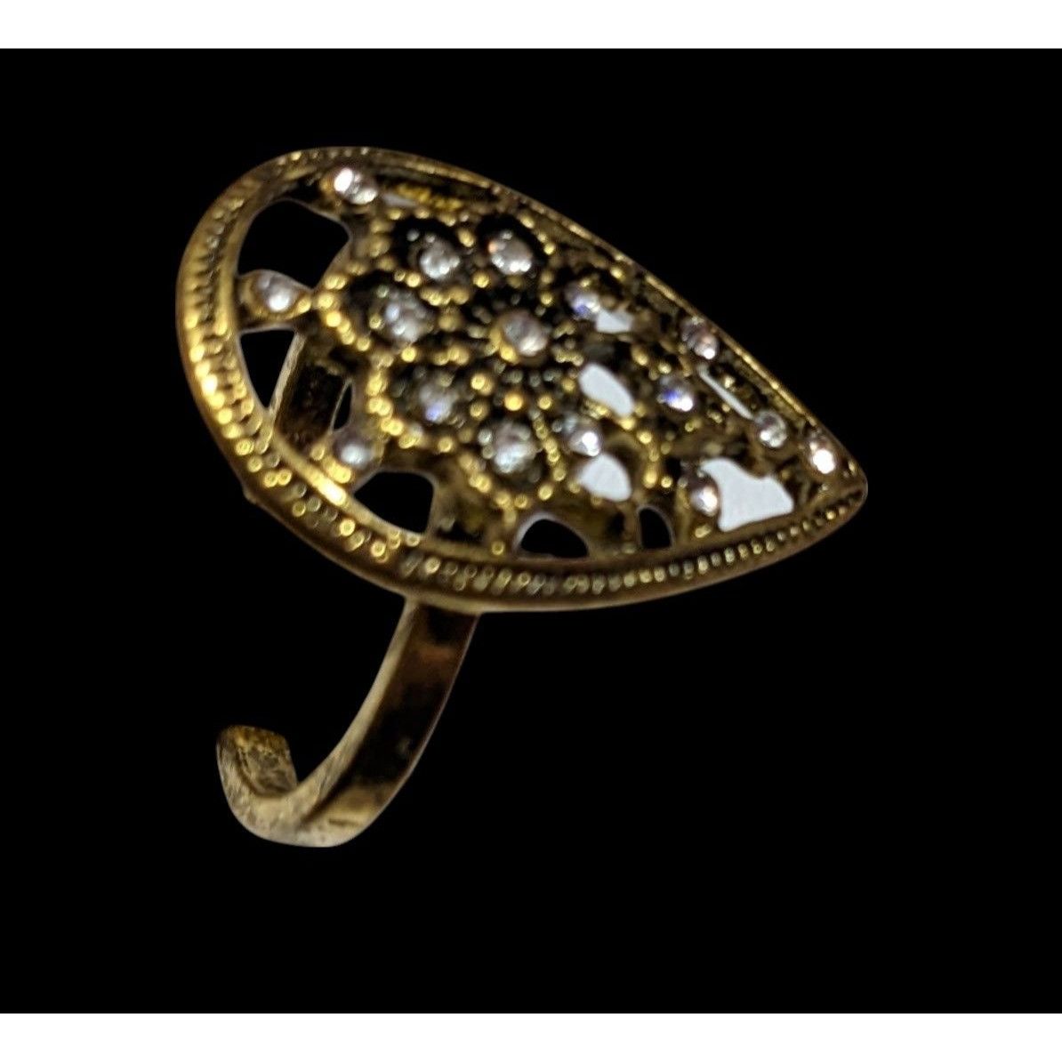 Other Bohemian Glam Teardrop Rhinestone Gold Tone Ring Size 8 Size ONE SIZE - 2 Thumbnail