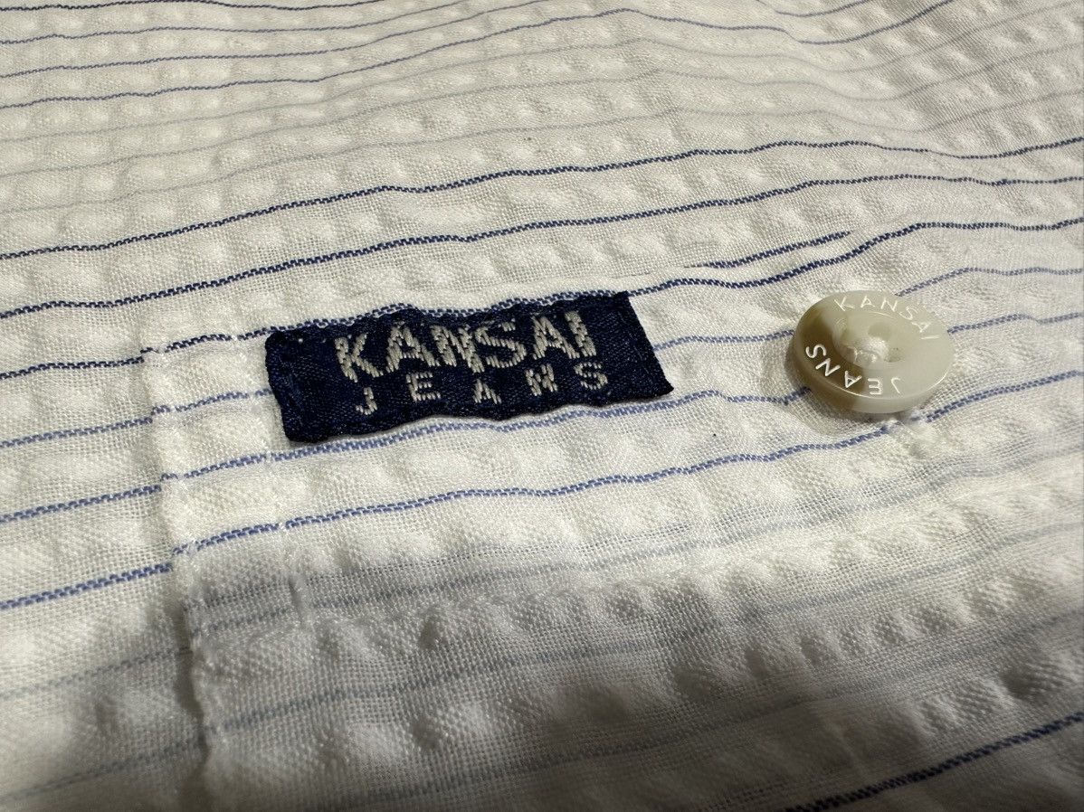 Japanese Brand 🔥Rare Vintage Kansai Jeans Striped Zip Shirt Double Pockets Size US L / EU 52-54 / 3 - 3 Thumbnail