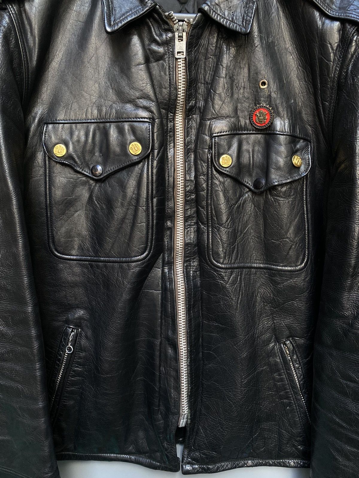 Schott 1950s Dur-o-Jac by Schott Police Leather Jacket Size US M / EU 48-50 / 2 - 2 Thumbnail