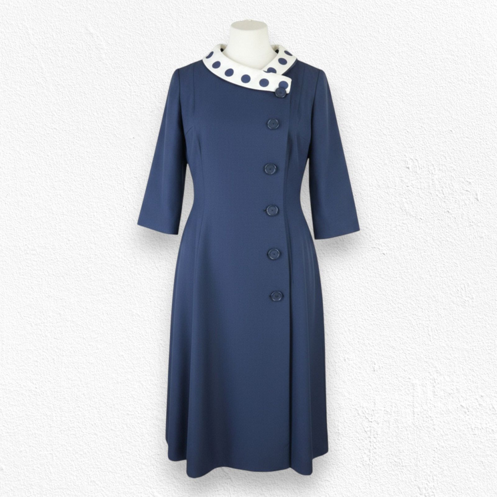 Vintage 50s Navy Fit Flare Dress Small Size S / US 4 / IT 40 - 9 Thumbnail