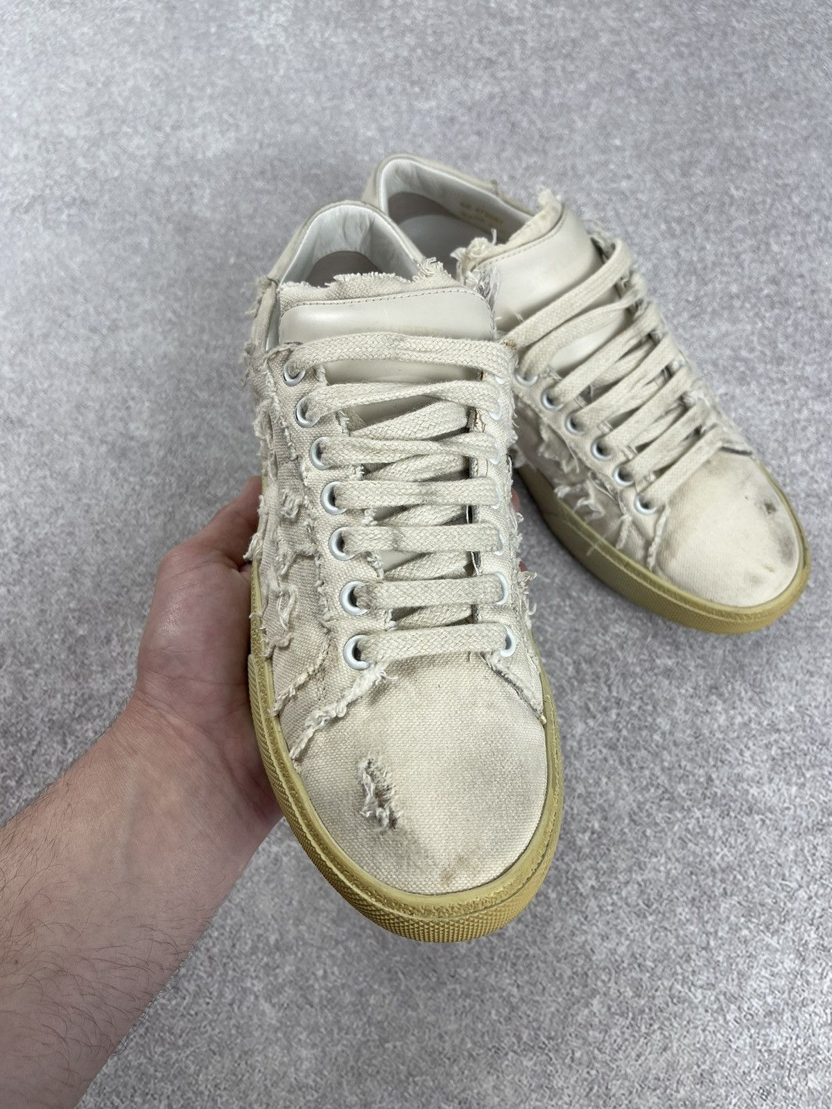 Saint Laurent Paris × Yves Saint Laurent Saint Laurent Paris Distressed Denim Sneakers Size 38 Size US 8 / IT 38 - 13 Thumbnail