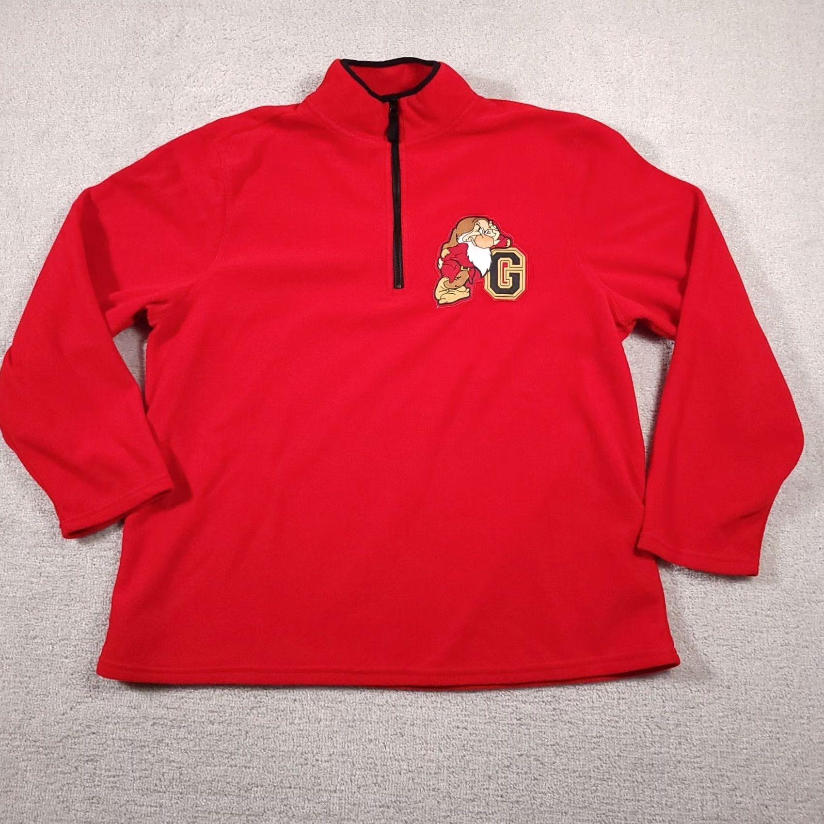 Disney VINTAGE Disney Disney Store Fleece 1/4 Zip Sweatshirt Red Grumpy Dwarf Embroidered Mens Large Sweatshirt Size US L / EU 52-54 / 3 - 2 Thumbnail