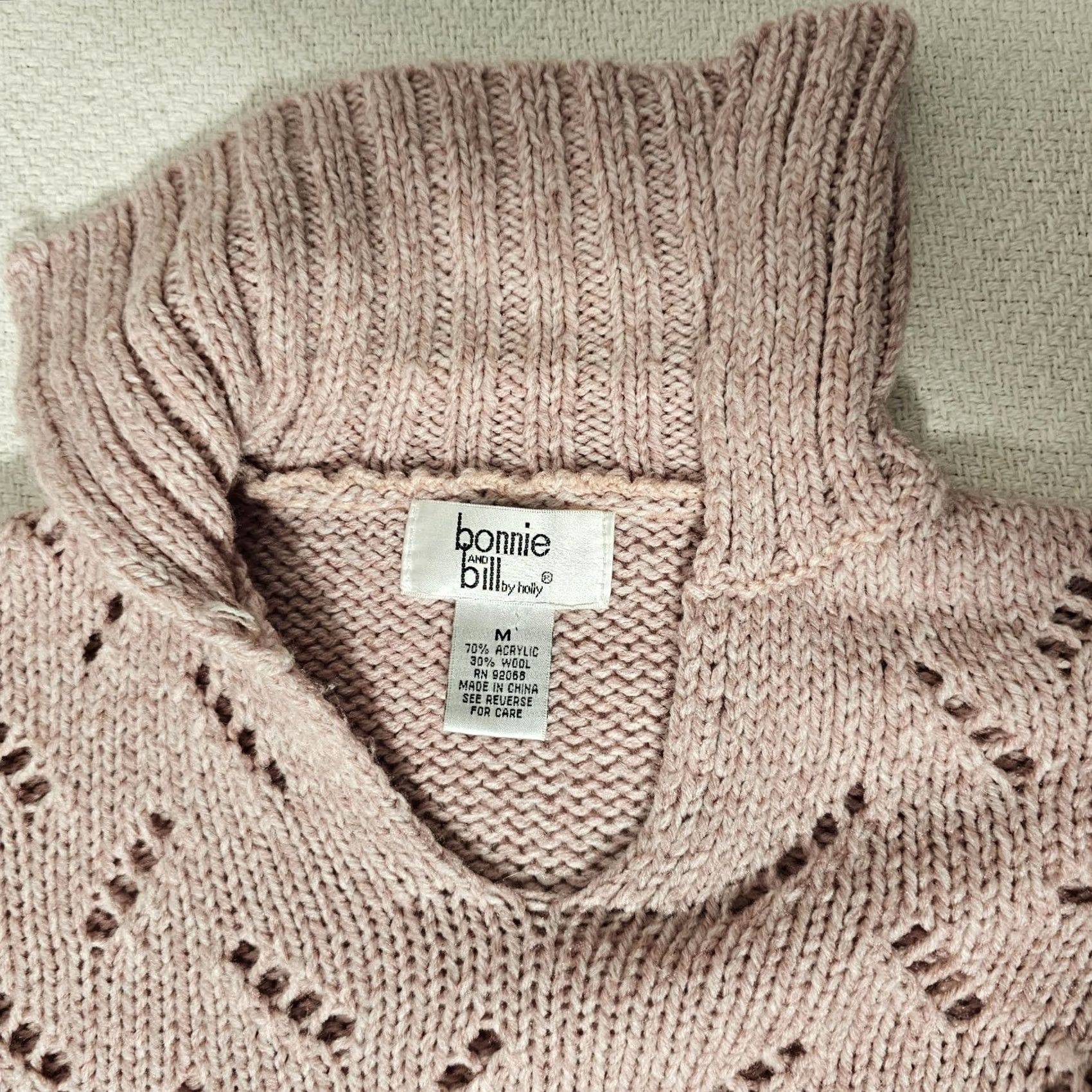 Vintage VINTAGE Bonnie and Bill Sweater Shirt Knit Open-V Neck Pink Wool Blend M Womens Size M / US 6-8 / IT 42-44 - 6 Thumbnail