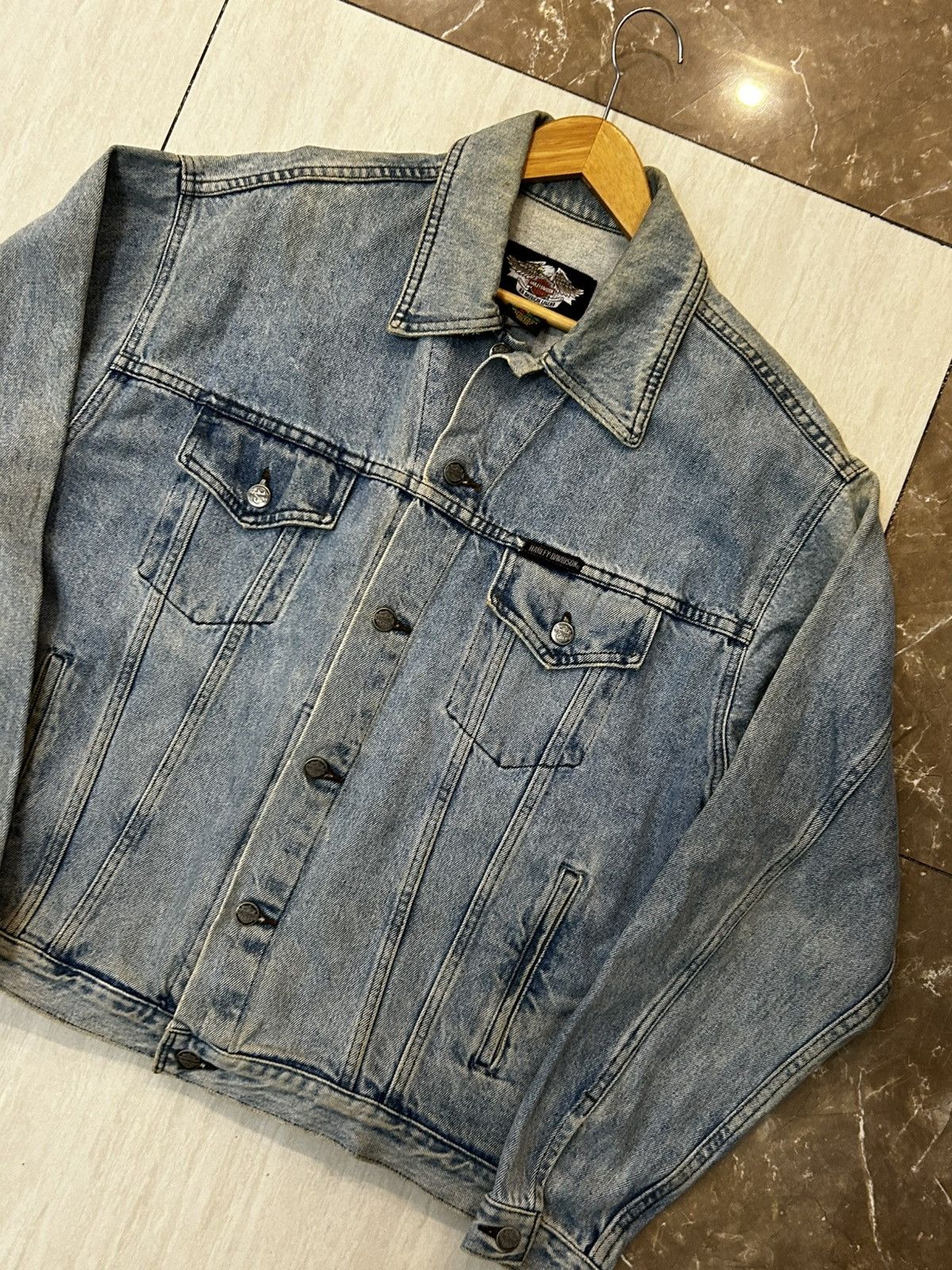 Harley Davidson × Vintage Vintage 90’s Harley Davidson Denim jacket Made in Canada Size US L / EU 52-54 / 3 - 7 Thumbnail