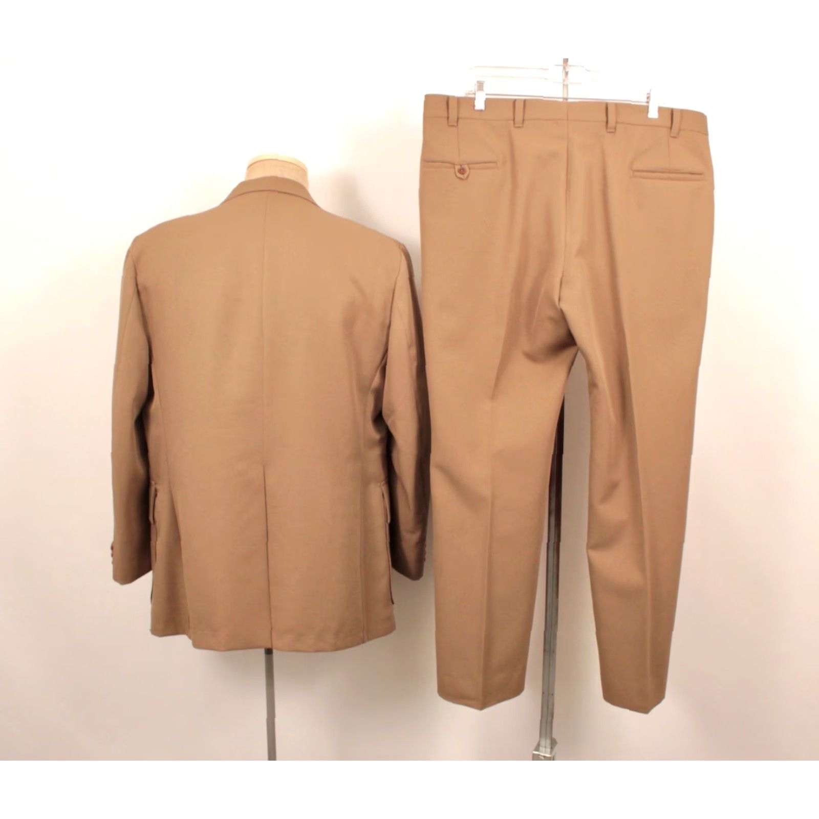 Levi's VINTAGE Levi's 70s Leisure Suit Shirt Jacket Pants 2 PC Mens Brown 44 R 1970s Disco Size 44R - 2 Thumbnail