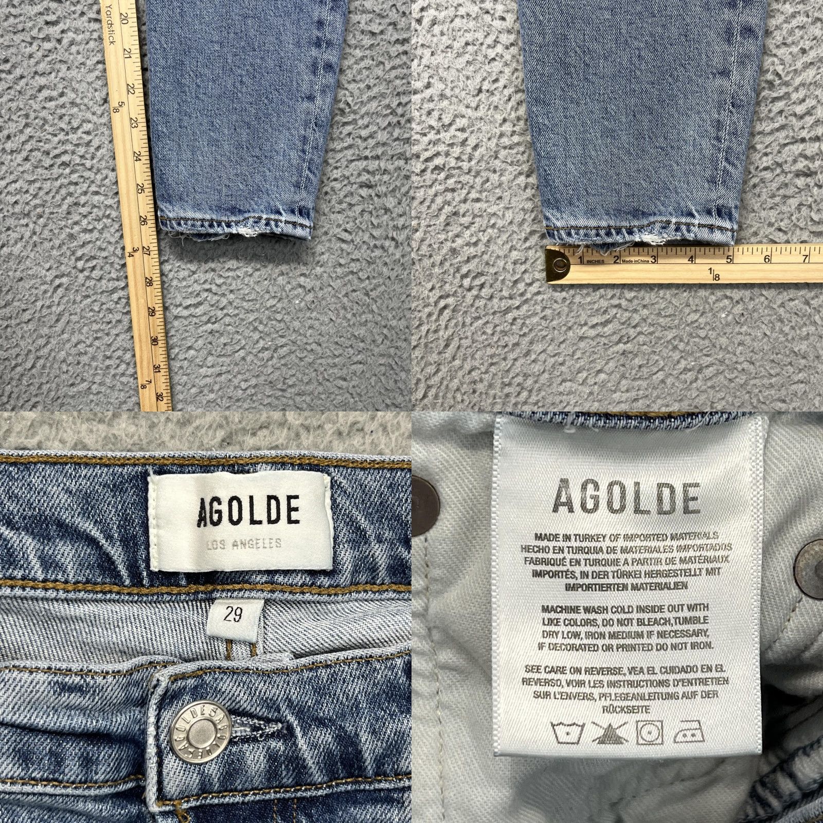 Agolde AGOLDE Nico Jeans Womens 29 Light Wash High Rise Slim Skinny Button Fly Denim Jeans Size 29" - 10 Thumbnail