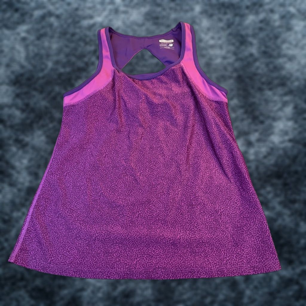 New Balance New Balance Athletic Tank Top Purple Pattern Racerback Womens Size Large Size L / US 10 / IT 46 - 1 Thumbnail