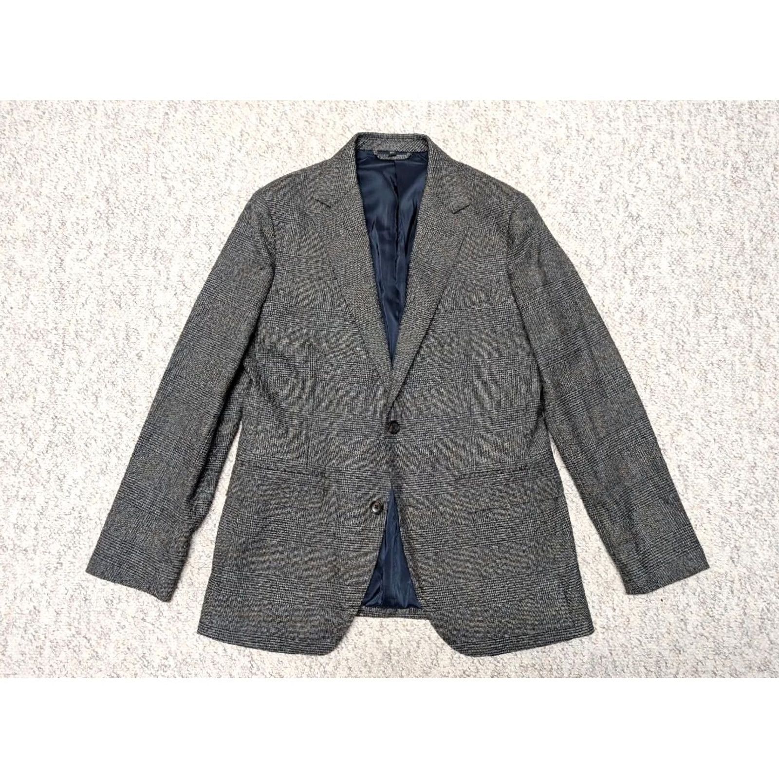 Bonobos Bonobos blazer plaid slim 40R gray wool Mens Blazer Notch Two-Button Wool Blend Single-Breasted 40R Slim Fit Plaid gray blazer for Men Size 40R - 2 Thumbnail