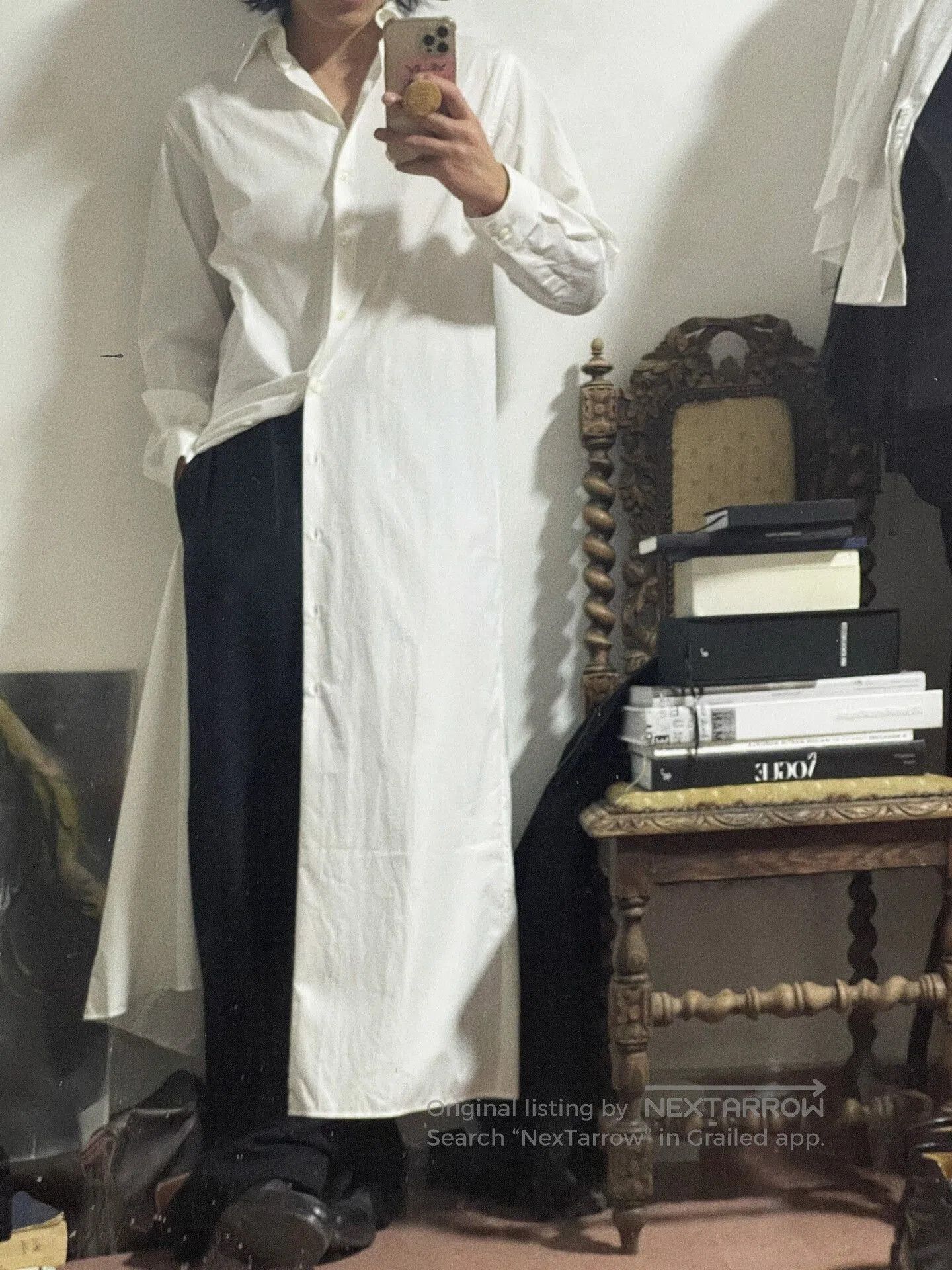 Maison Margiela long white cotton shirt dress. Size L / US 10 / IT 46 - 1 Thumbnail