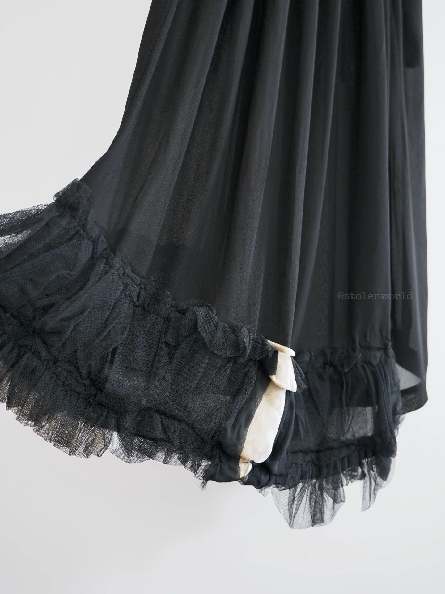 Comme des Garcons Comme des Garçons Black Sheer White Rose Mesh Hem Dress Size 26" / US 2 / IT 38 - 5 Thumbnail