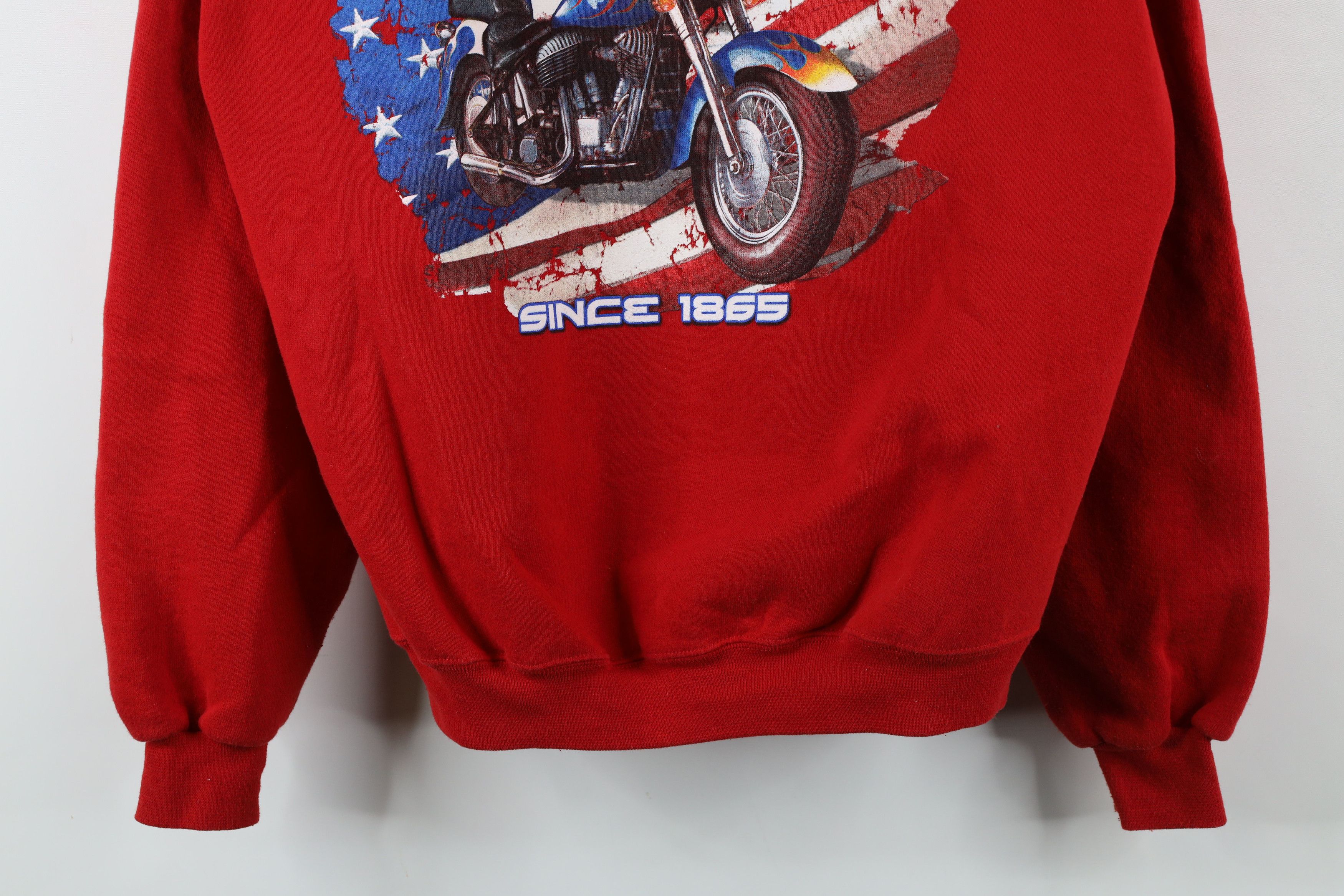 Vintage Vintage 90s Streetwear Motorcycle Flames USA Flag Sweatshirt Size US XL / EU 56 / 4 - 3 Thumbnail
