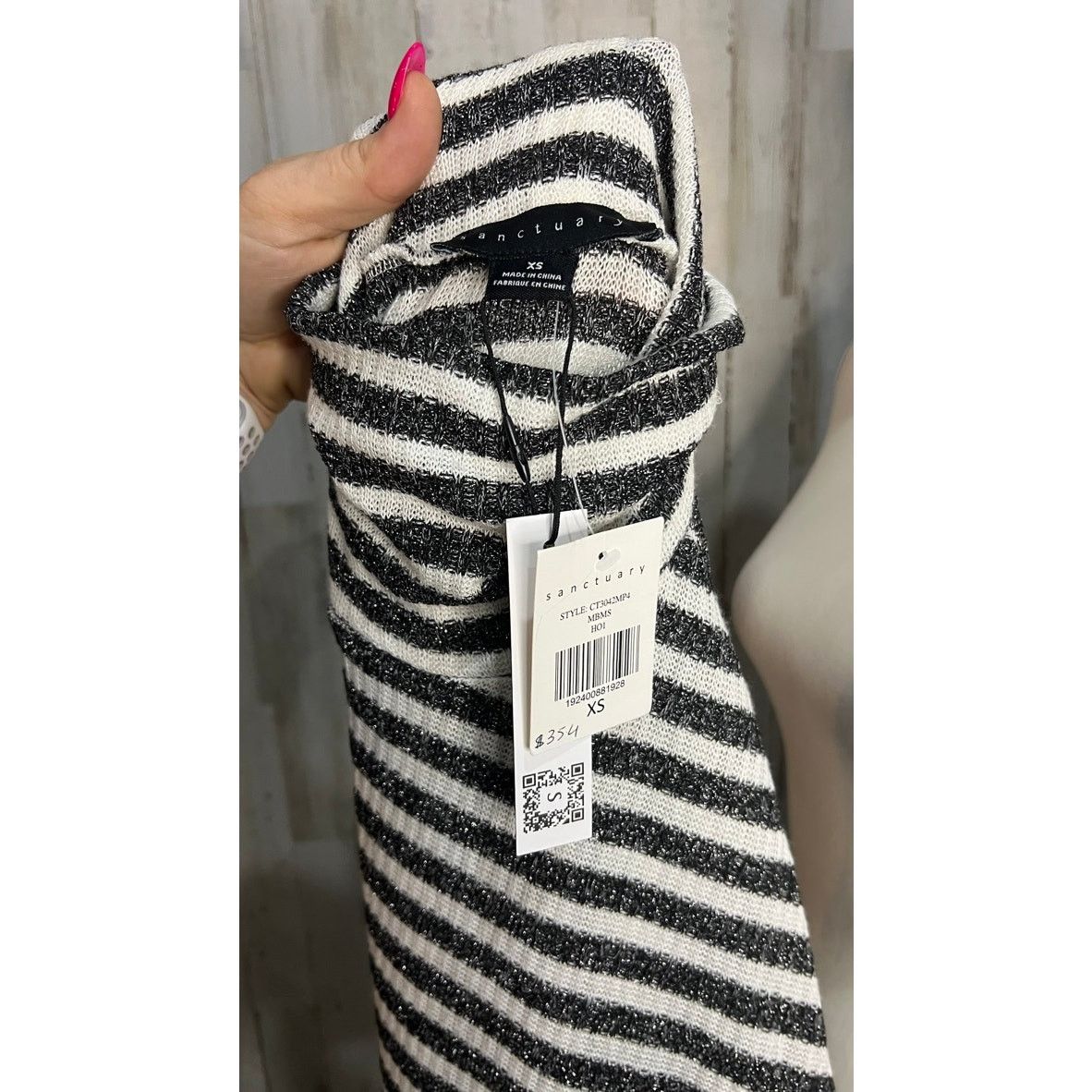 Sanctuary NWT Sanctuary Women's XS Metallic Stripe Turtleneck Sweater Size XS / US 0-2 / IT 36-38 - 6 Thumbnail