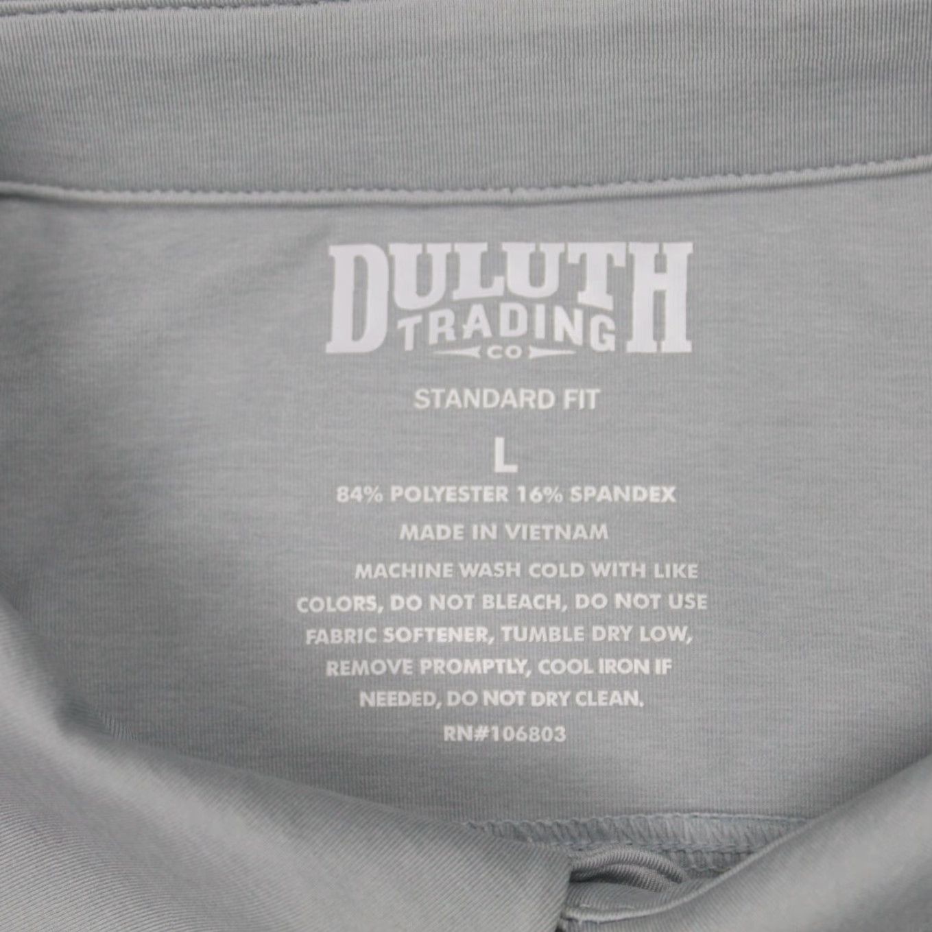 Vintage Duluth Mens Large Polo Shirt Gray Short Sleeve Stretch Polyester Spandex Regular Fit Pullover Classic Outdoor Golf Hiking Walking Size US L / EU 52-54 / 3 - 6 Thumbnail