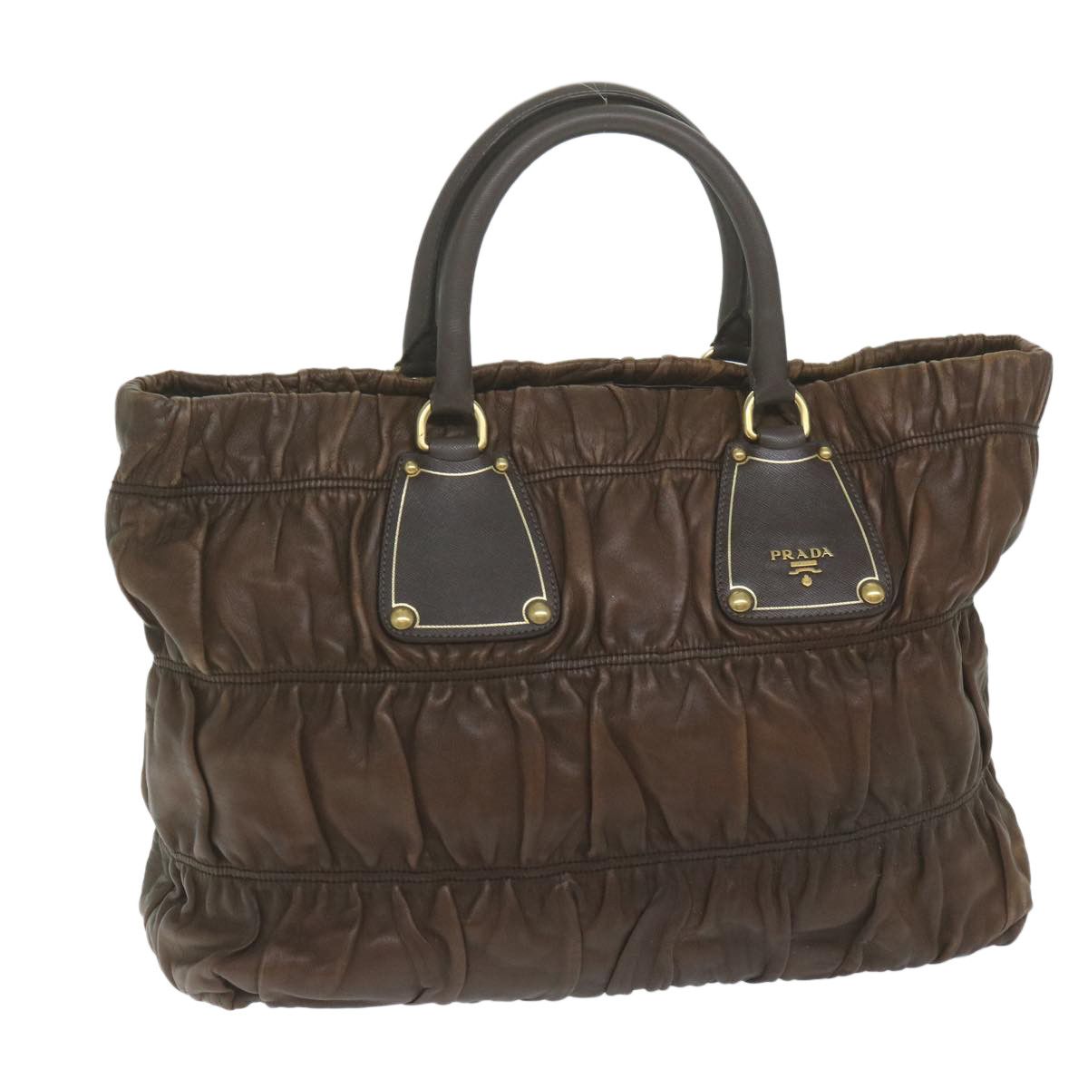 image of Prada Hand Bag Leather Brown Auth Bs11123, Women's